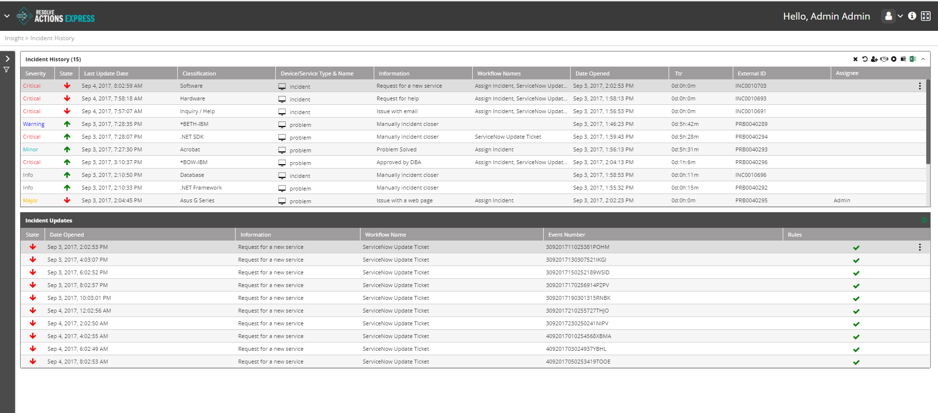 Incident History and Updates